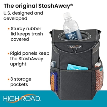 High Road Leakproof Waterproof Car Trash Can with Storage Pockets