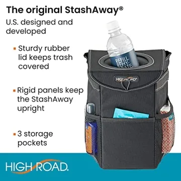High Road Leakproof Waterproof Car Trash Can with Storage Pockets