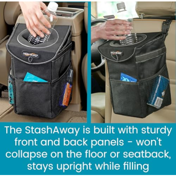 High Road Leakproof Waterproof Car Trash Can with Storage Pockets