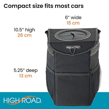 High Road Leakproof Waterproof Car Trash Can with Storage Pockets