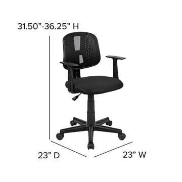 Flash Furniture Flash Fundamentals Mid-Back Black Mesh Swivel Task Office Chair with Pivot Back and Arms