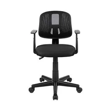 Flash Furniture Flash Fundamentals Mid-Back Black Mesh Swivel Task Office Chair with Pivot Back and Arms