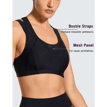 SYROKAN Women's High Support Sports Bra - Ultimate Comfort Racerback Wireless