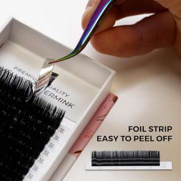 LLBA Super Mink Eyelashes Extensions - Multi Selections from 0.03 to 0.2, C CC D Curl, 7-15 mm Length Mixed Tray Silk Eyelashes, Individual Eyelash Extensions (0.03 D, 7-15mm)