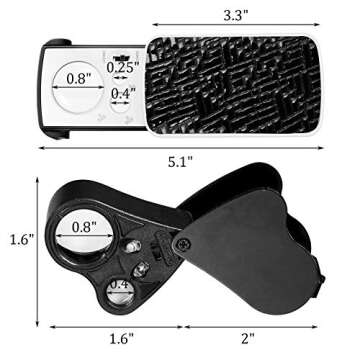 2 Pieces Jewelers Loupe 30X 60X 90X Illuminated Eye Loupe Magnifier Jewelry Magnifying Glass Loop wi...