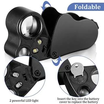 2-Piece Jewelers Loupe Set with LED Light and UV Lens