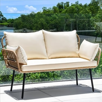 YITAHOME Love Seat Patio Sofa - All-Weather Wicker Loveseat for Outdoor Relaxation