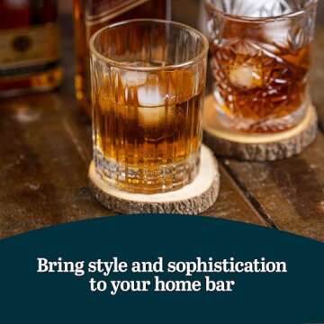 Libbey Flashback Double Old Fashioned Glasses, Classic Ridged, Cut Cocktail Glasses Set of 4, Vintage Whiskey Glasses Set for Cocktails, Mixed Drinks