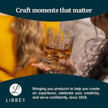 Libbey Flashback Double Old Fashioned Glasses, Classic Ridged, Cut Cocktail Glasses Set of 4, Vintage Whiskey Glasses Set for Cocktails, Mixed Drinks