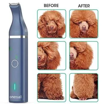 oneisall Dog Clippers with Double Blades,Cordless Small Pet Hair Grooming Trimmer,Low Noise for Trimming Dog's Hair Around Paws, Eyes, Ears, Face, Rump (Teal)