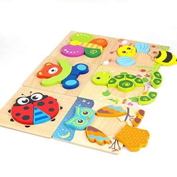 Toddler Puzzles, Wooden Jigsaw Animals Puzzles for 1 2 3 Year Old Girls Boys Toddlers, Educational P...