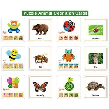 Toddler Puzzles, Wooden Jigsaw Animals Puzzles for 1 2 3 Year Old Girls Boys Toddlers, Educational Preschool Toys Gifts for Colors & Shapes Cognition Skill Learning