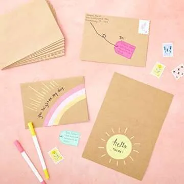 50 Pack Kraft Paper Note Cards for All Occasions