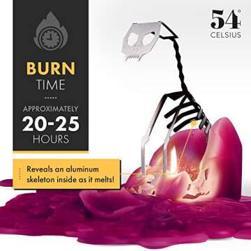 PyroPet Kisa Cat Candle (Burgundy) - The Original Cat Candle with Metallic Skeleton | Halloween Decor | Unique Gift for Cat Lovers | 20-Hr Burn Time | Dimensions: 6.7x2.9x4.5 in