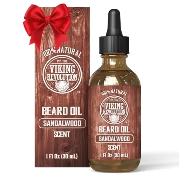 Viking Revolution Sandalwood Beard Oil - Nourishing Beard Softener with Argan & Jojoba Oil