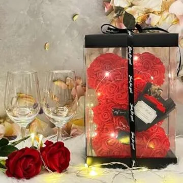 Stunning Rose Bear Pearl Necklace Gift Set for Her