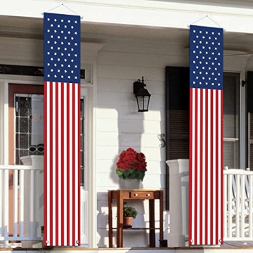 Hanging American Flag Banners for Independence Day Outdoor Decor - Perfect Red White Blue Celebratio...