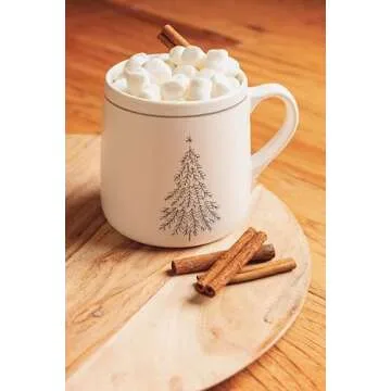 Karma Winter White Mug, Pinecone Design, 18 OZ