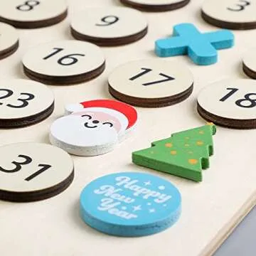 Blue Ginkgo Wooden Kids Calendar – Perpetual Montessori Learning Calendar to Learn Seasons, Months, and Days of the Week (15.5 x 12.5 Inches)