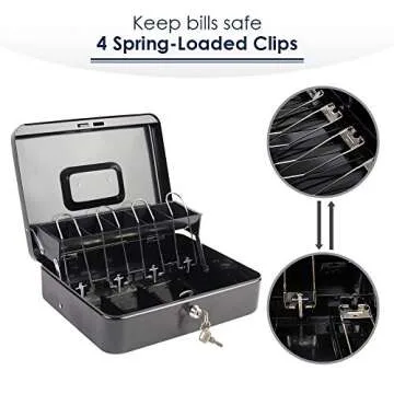 KYODOLED Locking Cash Box with Key and Money Tray