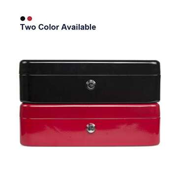 KYODOLED Locking Cash Box with Key and Money Tray
