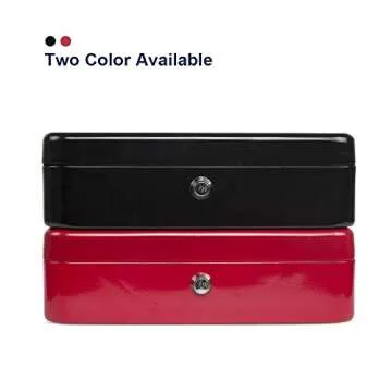 KYODOLED Locking Cash Box with Key and Money Tray