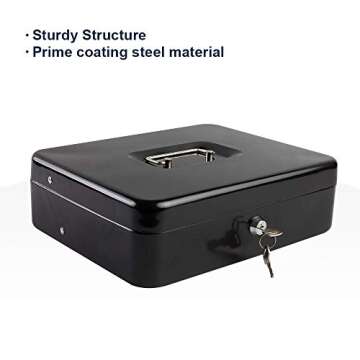 KYODOLED Locking Cash Box with Key and Money Tray