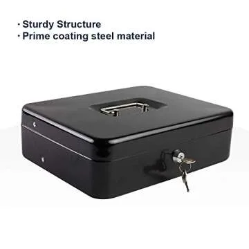 KYODOLED Locking Cash Box with Key and Money Tray