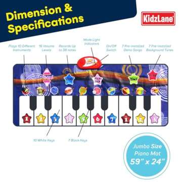 Musical Piano Mat for Kids with 10 Sounds & Dance Fun
