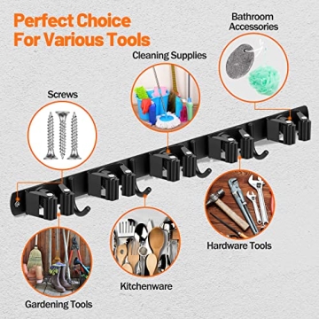 LOVZEN Heavy Duty Broom Holder Wall Mount for Space Saving Organizer