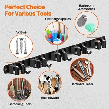 LOVZEN Heavy Duty Broom Holder Wall Mount for Space Saving Organizer