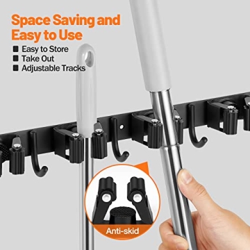 LOVZEN Heavy Duty Broom Holder Wall Mount for Space Saving Organizer
