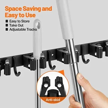 LOVZEN Heavy Duty Broom Holder Wall Mount for Space Saving Organizer