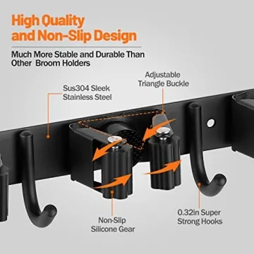 LOVZEN Heavy Duty Broom Holder Wall Mount for Space Saving Organizer