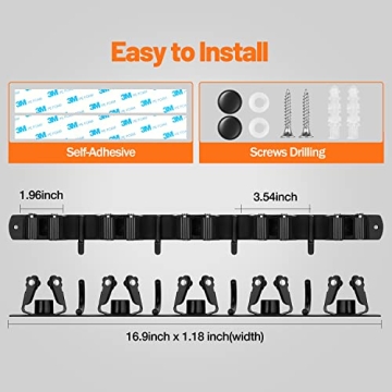 LOVZEN Heavy Duty Broom Holder Wall Mount for Space Saving Organizer