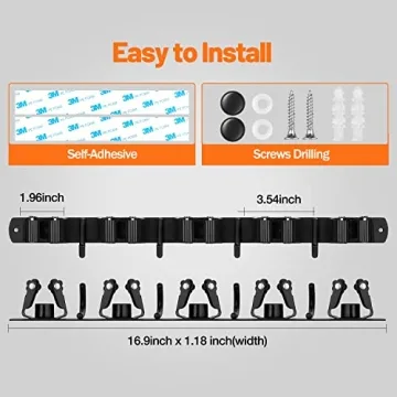 LOVZEN Heavy Duty Broom Holder Wall Mount for Space Saving Organizer