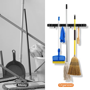LOVZEN Heavy Duty Broom Holder Wall Mount for Space Saving Organizer