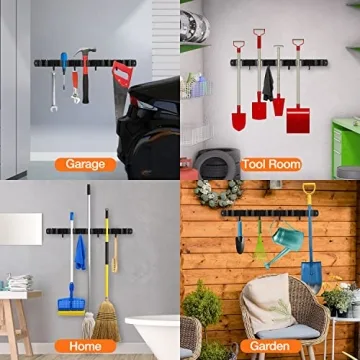 LOVZEN Heavy Duty Broom Holder Wall Mount for Space Saving Organizer