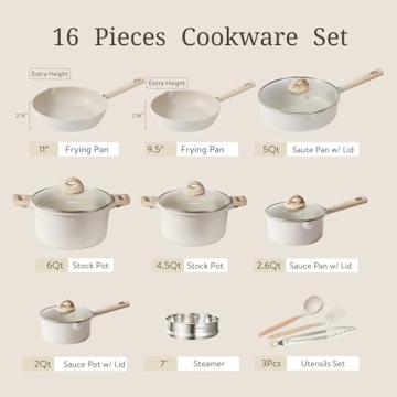 16-Piece Granite Non-Stick Cookware Set