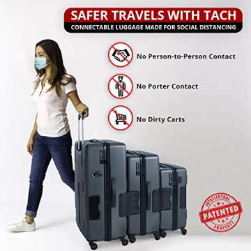 Tach V3 Hard Shell 3 Piece Luggage Set - 22, 24 & 28 inch Luggage | Carry On, Medium & Large Checked...