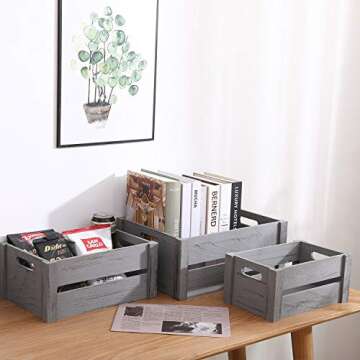 Beautiful AOSENTE HOME Wooden Crates Set of 3 - Decorative Storage Solution