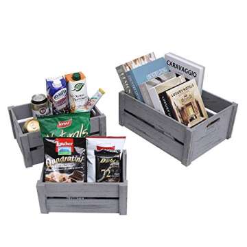 AOSENTE HOME Rustic Wood Crates Set of 3 Storage Containers