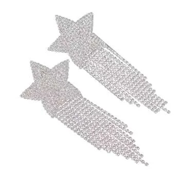 1Pair Rhinestone Body Jewelry Nipple Chain Festival Nipple Stickers Rhinestone Breast Cover Shiny Crystal Chest Stickers Accessories Jewelry for Women (Silver)