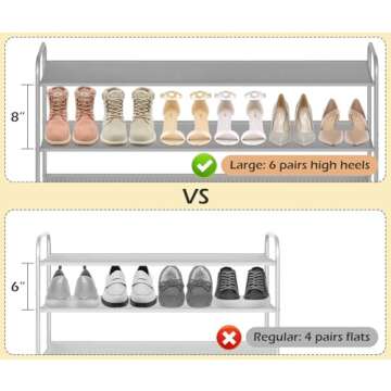 MISSLO Long 3 Tier Shoe Rack for Closet Shoe Organizer Storage Stackable Wide Shoe Shelf Holds 24 Pairs of Men Sneakers, Women Heels, Boots, Grey