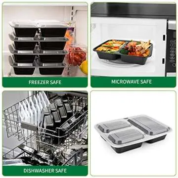 Durable 10 Pack Meal Prep Containers for Easy Food Storage