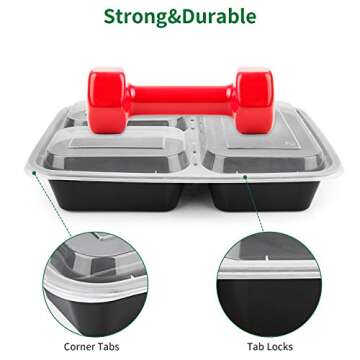 Durable 10 Pack Meal Prep Containers for Easy Food Storage