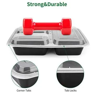 Durable 10 Pack Meal Prep Containers for Easy Food Storage