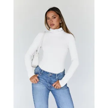 Trendy Queen Women's Turtleneck Long Sleeve Shirts for Winter