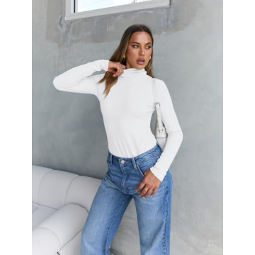Trendy Queen Women's Turtleneck Long Sleeve Shirts for Winter