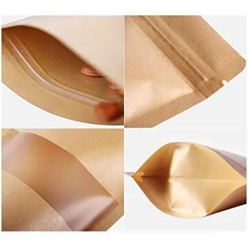 Buy Kingrol Resealable Kraft Paper Bags - 300 Pack